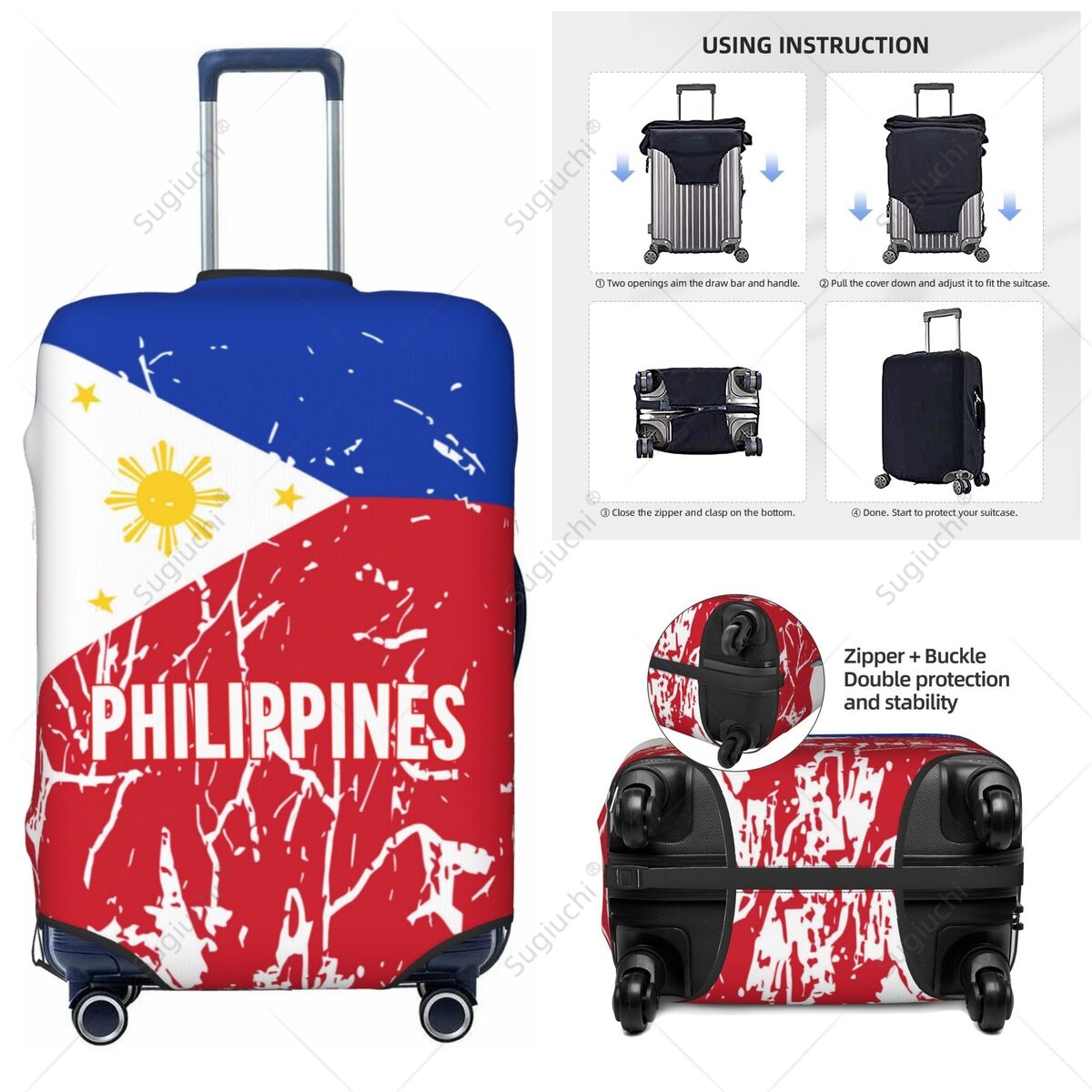 Travel Accessories Philippines - Penutup Bagasi Bendera Filipina, Sarung Koper