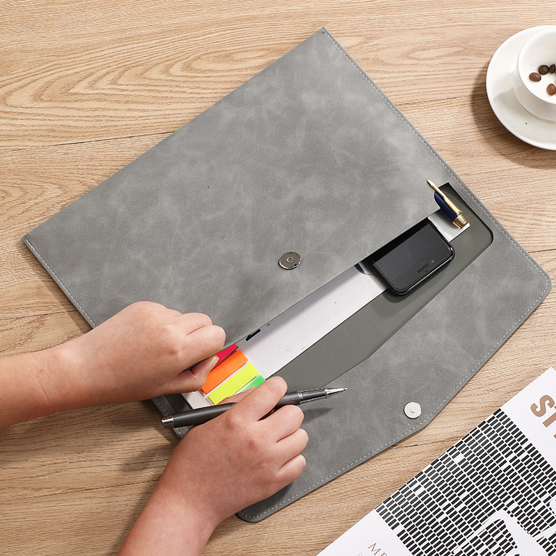Document Organizer Folder - Tas Dokumen Kulit PU A4 dengan