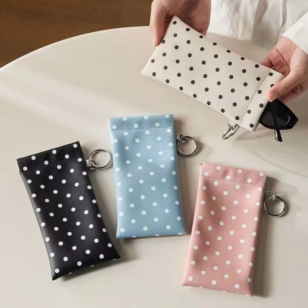Travel Accessories Pouch For Women - Kantong Kacamata Polka Dot dengan Gantungan