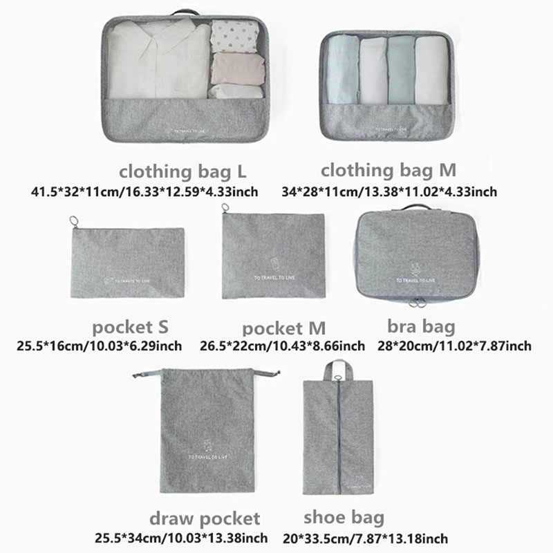 Set 7 Buah Packing Cube Perjal - Travel Accessories Pouch For Women ulasan dan harga